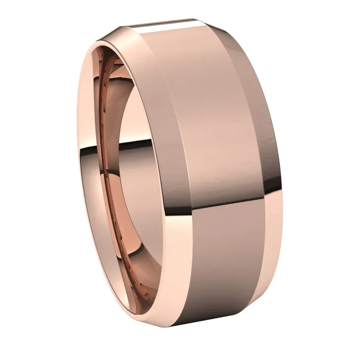 Rings TreasureFineJewelers 18K Rose 8 mm Beveled Edge Comfort Fit Light Band