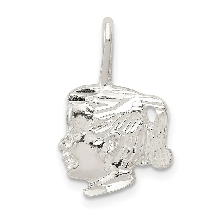 Rings TreasureFineJewelers Sterling Silver Girl Head Charm