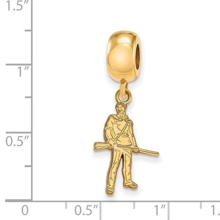 Rings TreasureFineJewelers Sterling Silver Goldplated LogoArt West Virginia University Mountaineer Small Dangle Bead Charm