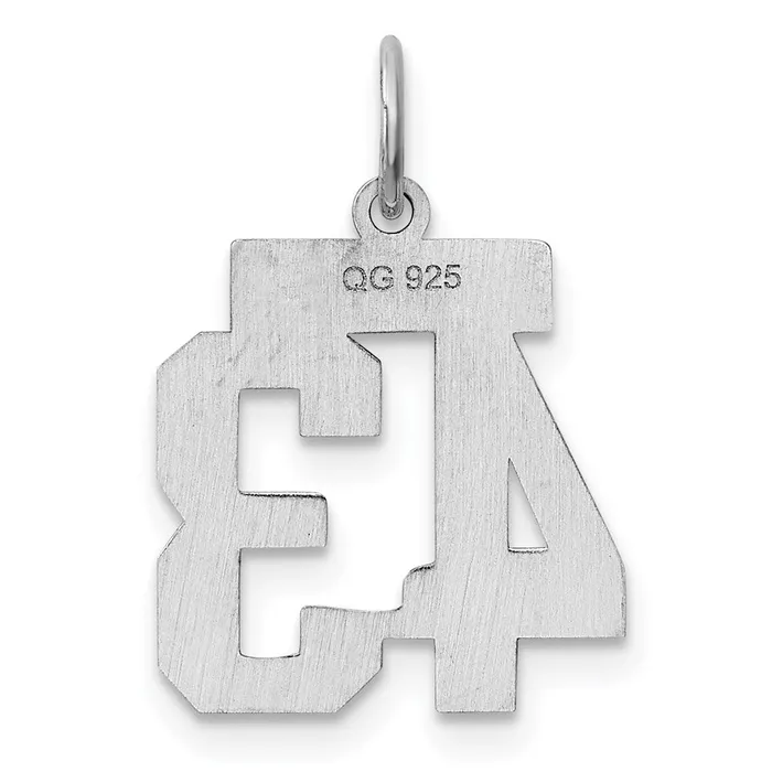 Rings TreasureFineJewelers Sterling SilverRhodiumplated Polished Number 43 Charm
