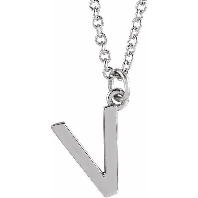 Sterling Silver Initial V Dangle 18 Necklace TreasureFineJewelers Necklaces Sterling Silver Initial V Dangle 18 Necklace TreasureFineJewelers Necklaces