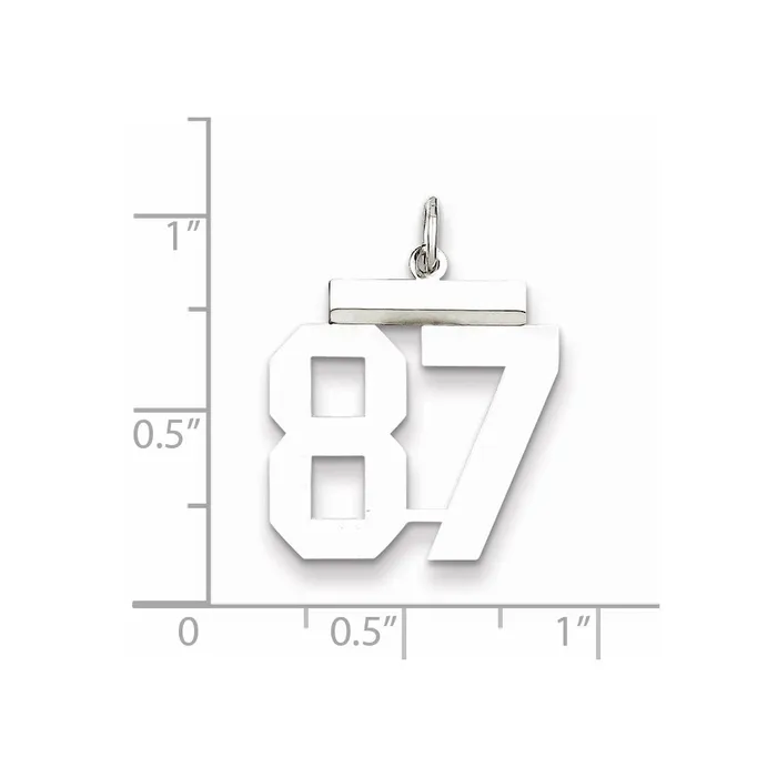 SterlingSilver Rhodiumplated Polished Number 87 Charm TreasureFineJewelers Rings