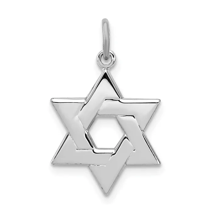 Sterling Silver Rhodiumplated Star of David Charm TreasureFineJewelers Necklaces Sterling Silver Rhodiumplated Star of David Charm TreasureFineJewelers Necklaces