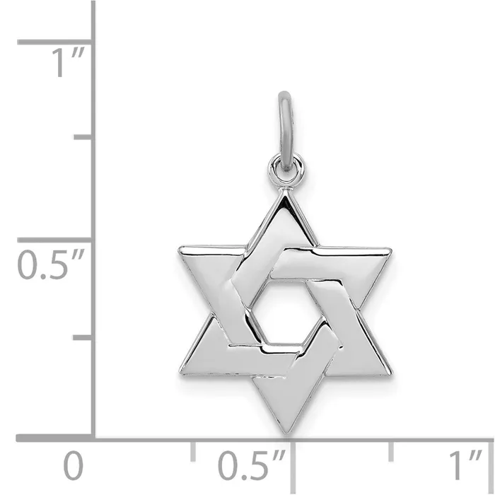 Sterling Silver Rhodiumplated Star of David Charm TreasureFineJewelers Necklaces