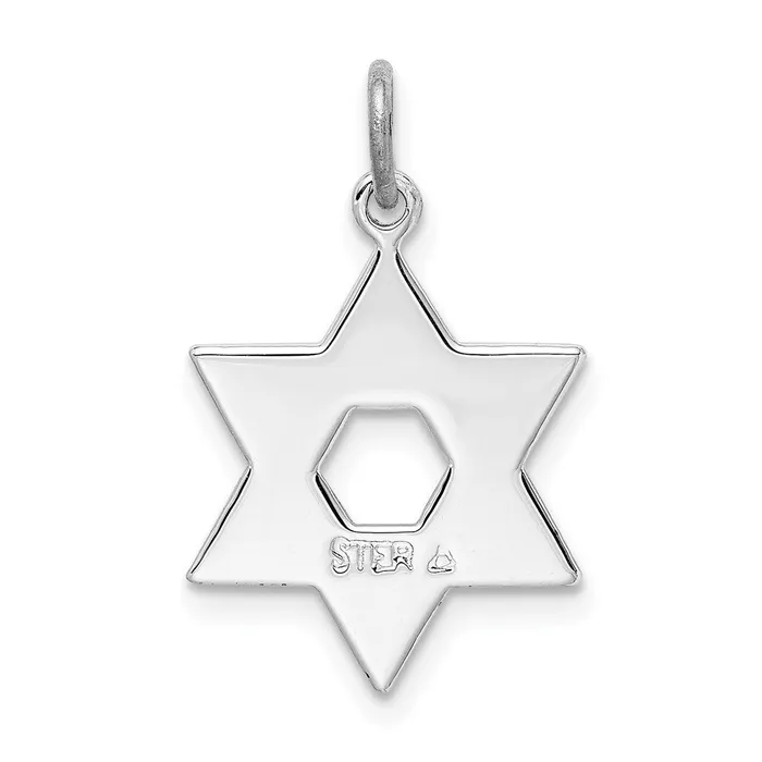 Sterling Silver Rhodiumplated Star of David Charm TreasureFineJewelers Necklaces