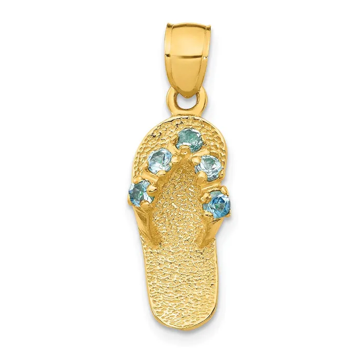 TreasureFineJewelers 14k 3D DecemberCZ Birthstone Flip Flop Pendant Necklaces TreasureFineJewelers 14k 3D DecemberCZ Birthstone Flip Flop Pendant Necklaces