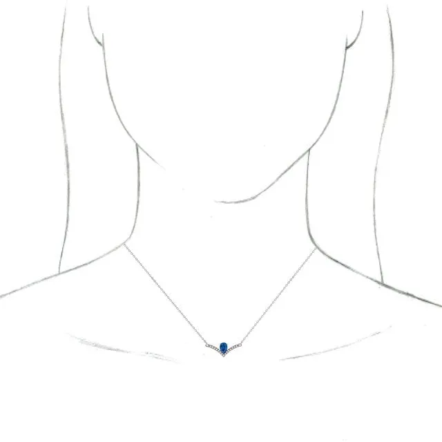 TreasureFineJewelers 14K White LabCreated Blue Sapphire 06 CTW Diamond 18 Necklace Necklaces