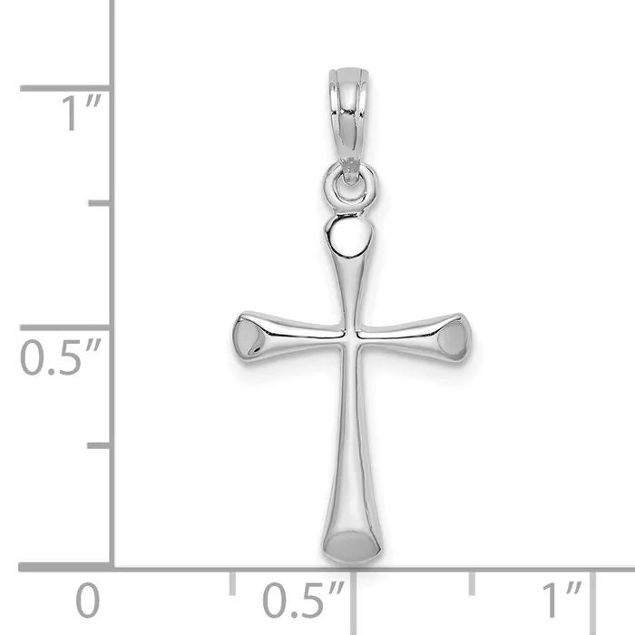 TreasureFineJewelers Charm Necklaces 14K White Gold Polished Beveled Tip Cross Charm