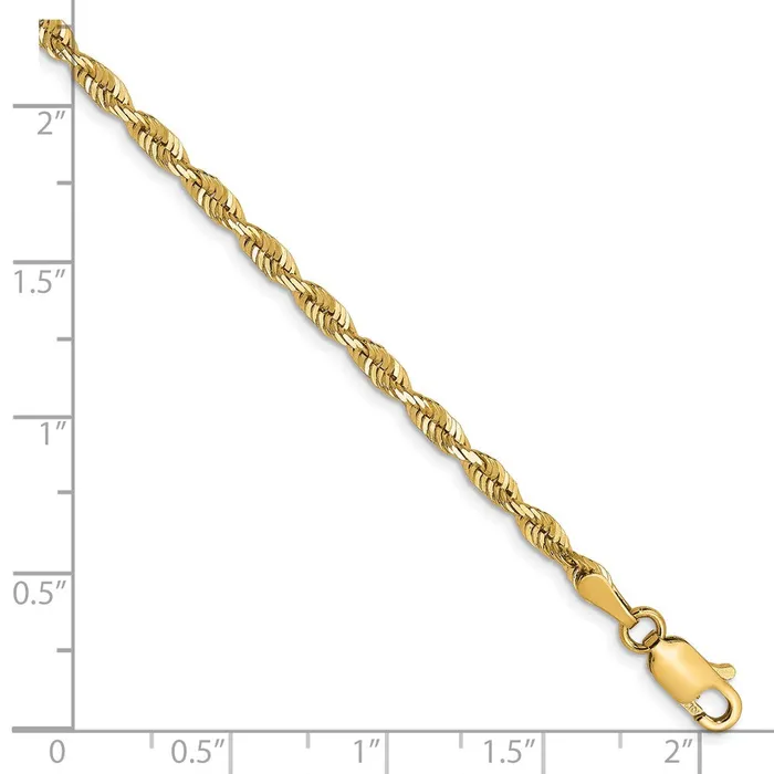 TreasureFineJewelers Necklaces 10K 275mm DiamondCut Lightweight Rope Chain