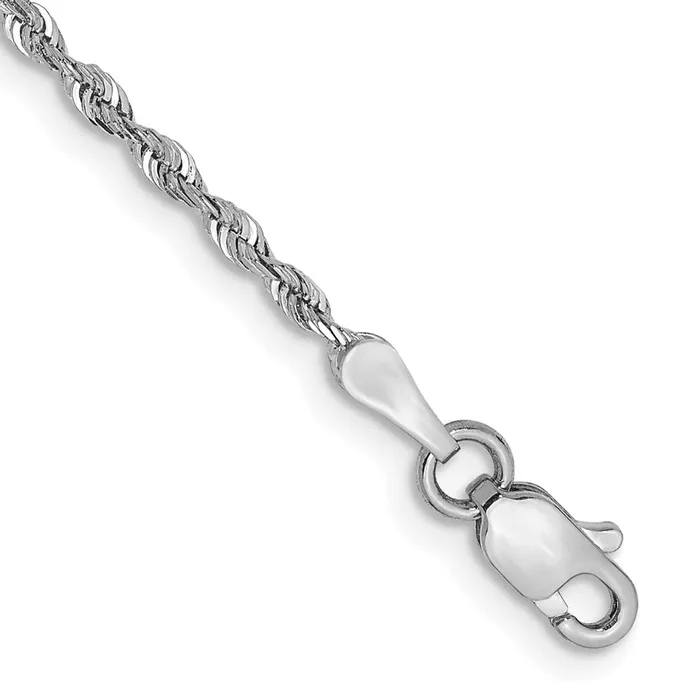 TreasureFineJewelers Necklaces 10k White Gold 185mm DC Quadruple Rope Chain Anklet TreasureFineJewelers Necklaces 10k White Gold 185mm DC Quadruple Rope Chain Anklet