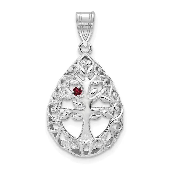 TreasureFineJewelers Necklaces 10KW 1 Birthstone Tree of Life Tear Drop Pendant TreasureFineJewelers Necklaces 10KW 1 Birthstone Tree of Life Tear Drop Pendant