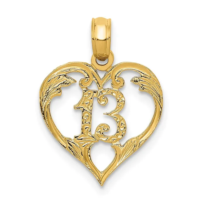 TreasureFineJewelers Necklaces 14k 13 in Heart Cutout Pendant