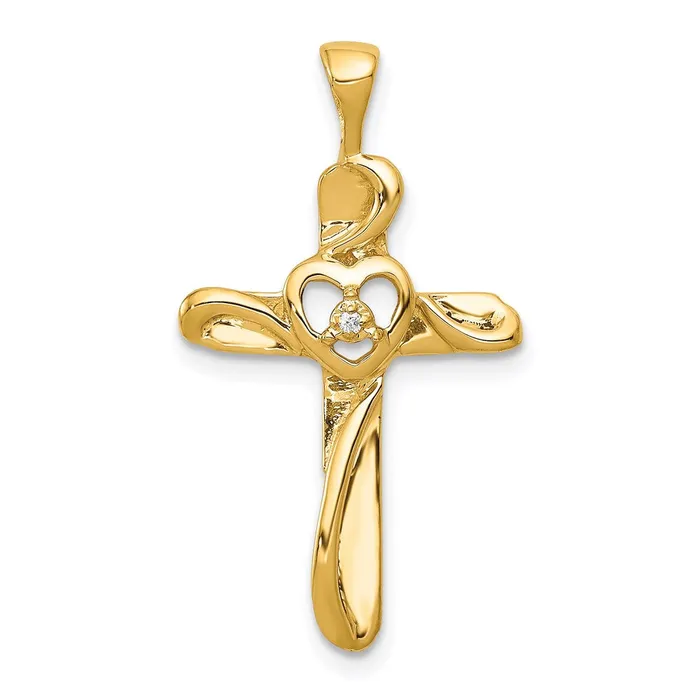 TreasureFineJewelers Necklaces 14k AA Diamond Cross Pendant