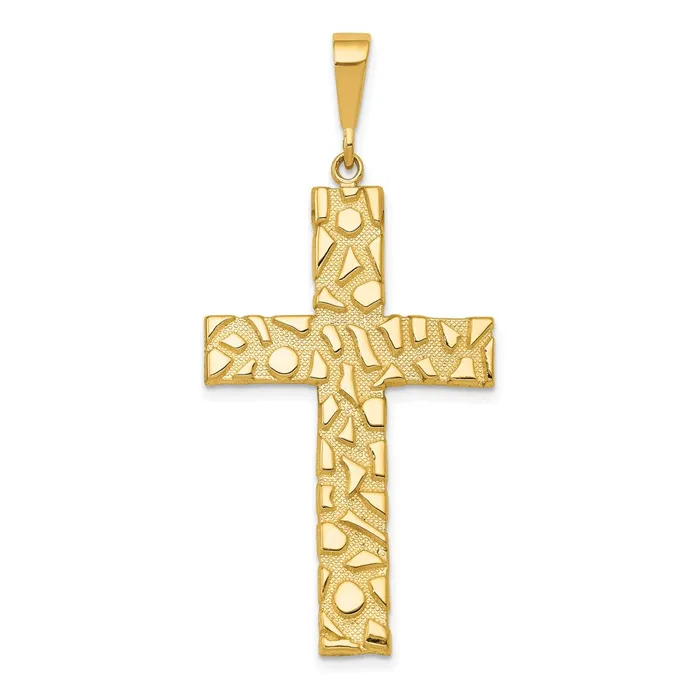 TreasureFineJewelers Necklaces 14k Nugget Style Cross Pendant