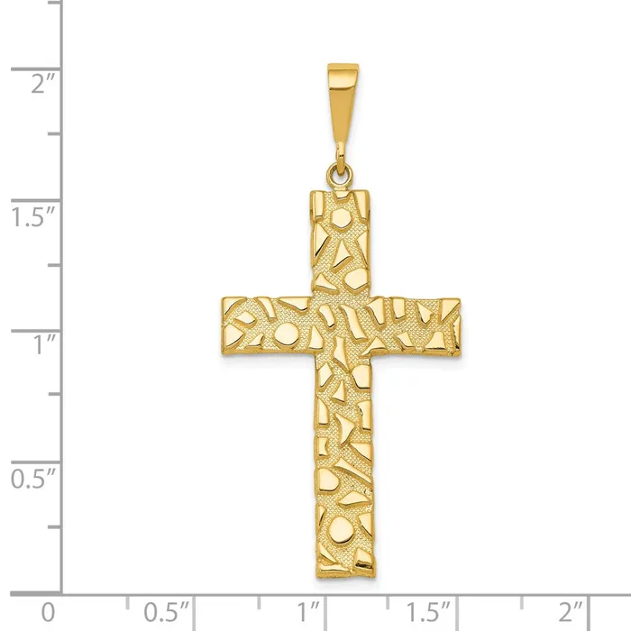TreasureFineJewelers Necklaces 14k Nugget Style Cross Pendant