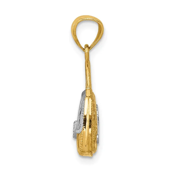 TreasureFineJewelers Necklaces 14K wRhodium 3D Reversible Mom Handbag Pendant