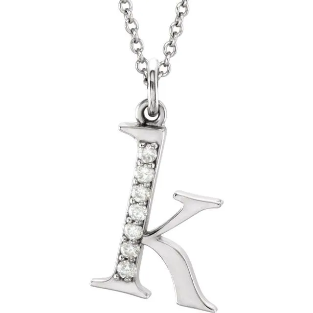 TreasureFineJewelers Necklaces 14K White Gold 03 CTW Natural Diamond Lowercase Initial K 16 Necklace TreasureFineJewelers Necklaces 14K White Gold 03 CTW Natural Diamond Lowercase Initial K 16 Necklace