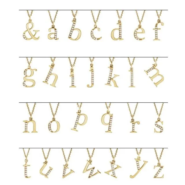 TreasureFineJewelers Necklaces 14K White Gold 03 CTW Natural Diamond Lowercase Initial K 16 Necklace