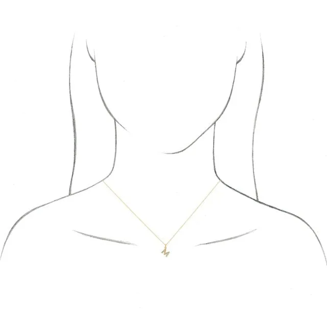 TreasureFineJewelers Necklaces 14K White Gold 06 CTW Natural Diamond Petite Initial M 1618 Necklace