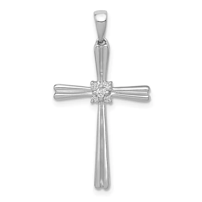 TreasureFineJewelers Necklaces 14k White Gold 120ct Diamond Cross Pendant TreasureFineJewelers Necklaces 14k White Gold 120ct Diamond Cross Pendant