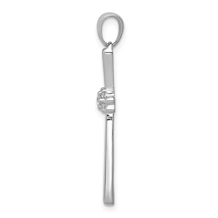 TreasureFineJewelers Necklaces 14k White Gold 120ct Diamond Cross Pendant