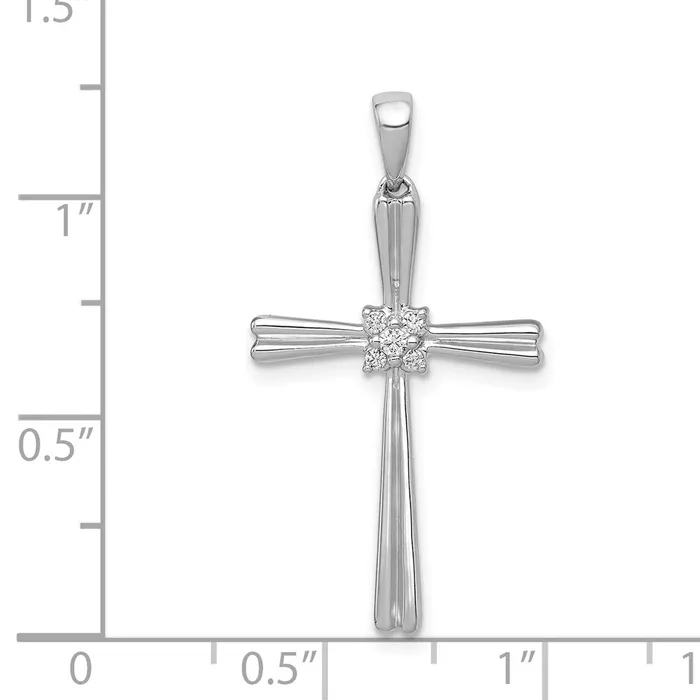 TreasureFineJewelers Necklaces 14k White Gold 120ct Diamond Cross Pendant