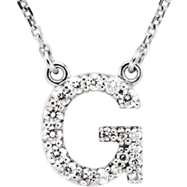 TreasureFineJewelers Necklaces 14K White Gold 16 CTW Natural Diamond Initial G 16 Necklace TreasureFineJewelers Necklaces 14K White Gold 16 CTW Natural Diamond Initial G 16 Necklace