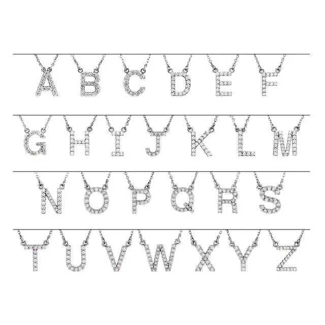 TreasureFineJewelers Necklaces 14K White Gold 16 CTW Natural Diamond Initial G 16 Necklace