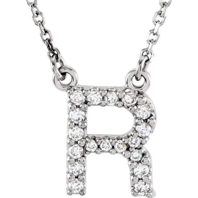 TreasureFineJewelers Necklaces 14K White Gold 18 CTW Natural Diamond Initial R 16 Necklace TreasureFineJewelers Necklaces 14K White Gold 18 CTW Natural Diamond Initial R 16 Necklace