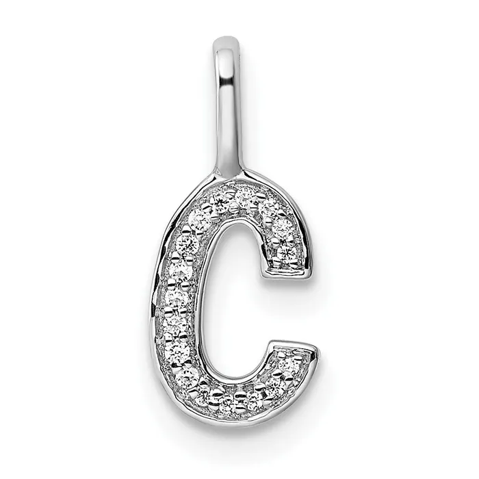 TreasureFineJewelers Necklaces 14K White Gold Diamond Letter C Initial Pendant TreasureFineJewelers Necklaces 14K White Gold Diamond Letter C Initial Pendant