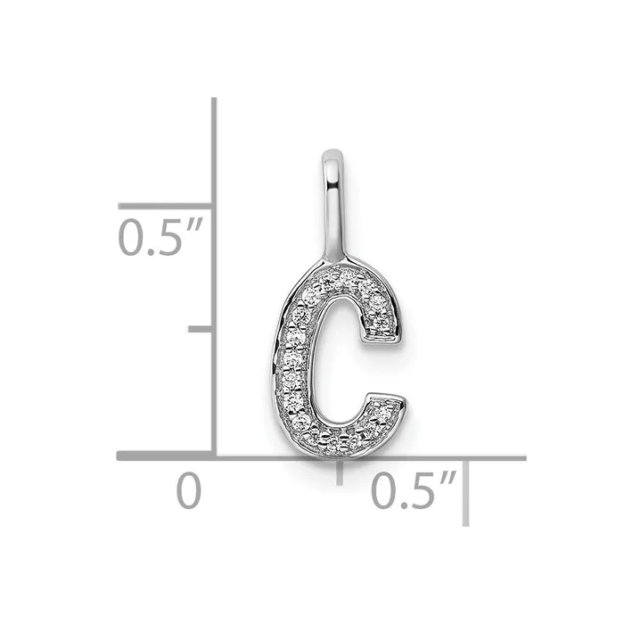 TreasureFineJewelers Necklaces 14K White Gold Diamond Letter C Initial Pendant