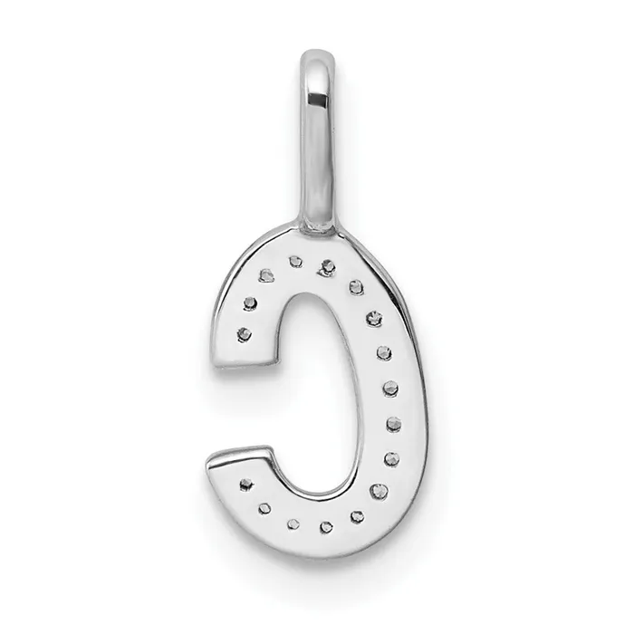 TreasureFineJewelers Necklaces 14K White Gold Diamond Letter C Initial Pendant