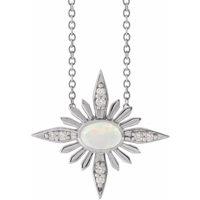 TreasureFineJewelers Necklaces 14K White Gold Natural White Gold Ethiopian Opal 08 CTW Natural Diamond Celestial 1618 Necklace TreasureFineJewelers Necklaces 14K White Gold Natural White Gold Ethiopian Opal 08 CTW Natural Diamond Celestial 1618 Necklace
