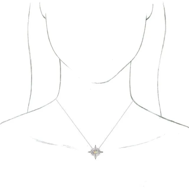 TreasureFineJewelers Necklaces 14K White Gold Natural White Gold Ethiopian Opal 08 CTW Natural Diamond Celestial 1618 Necklace