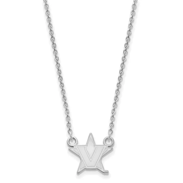 TreasureFineJewelers Necklaces 14K White Gold Vanderbilt University Small Pendant wNecklace