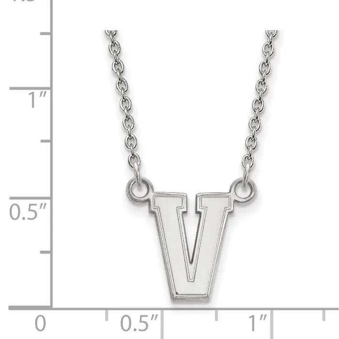 TreasureFineJewelers Necklaces 14K White Gold Vanderbilt University Small Pendant wNecklace