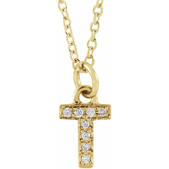 TreasureFineJewelers Necklaces 14K Yellow Gold 03 CTW Natural Diamond Petite Initial T 1618 Necklace TreasureFineJewelers Necklaces 14K Yellow Gold 03 CTW Natural Diamond Petite Initial T 1618 Necklace