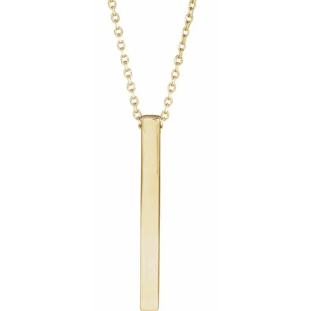 TreasureFineJewelers Necklaces 14K Yellow Gold 25x26 mm Engravable FourSided Vertical Bar 1618 Necklace TreasureFineJewelers Necklaces 14K Yellow Gold 25x26 mm Engravable FourSided Vertical Bar 1618 Necklace