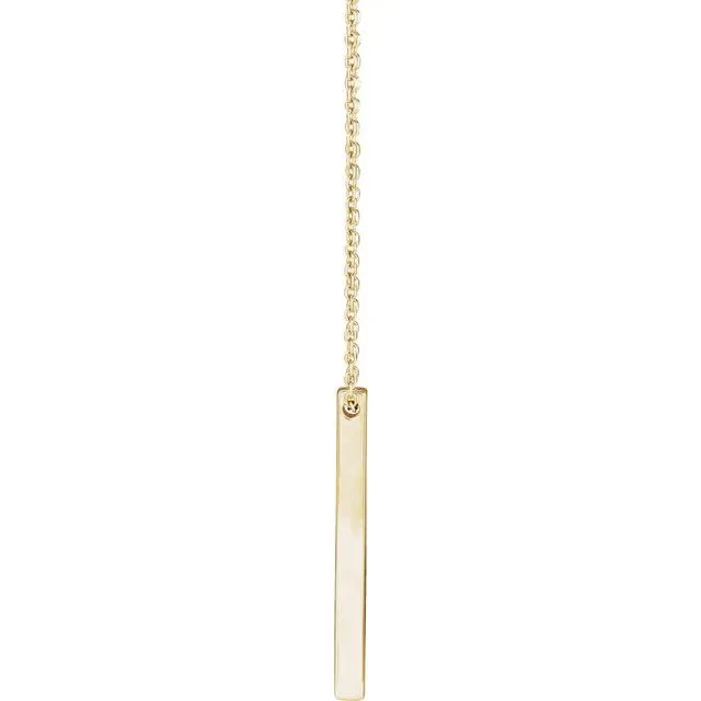 TreasureFineJewelers Necklaces 14K Yellow Gold 25x26 mm Engravable FourSided Vertical Bar 1618 Necklace