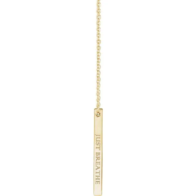 TreasureFineJewelers Necklaces 14K Yellow Gold 25x26 mm Engravable FourSided Vertical Bar 1618 Necklace