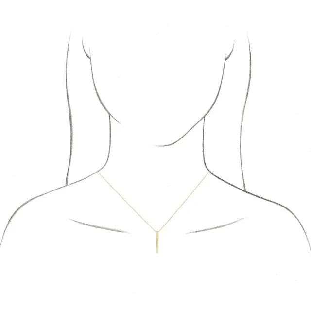 TreasureFineJewelers Necklaces 14K Yellow Gold 25x26 mm Engravable FourSided Vertical Bar 1618 Necklace