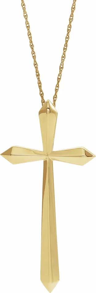 TreasureFineJewelers Necklaces 14K Yellow Gold 38x185 mm Elongated Cross 20 Necklace TreasureFineJewelers Necklaces 14K Yellow Gold 38x185 mm Elongated Cross 20 Necklace