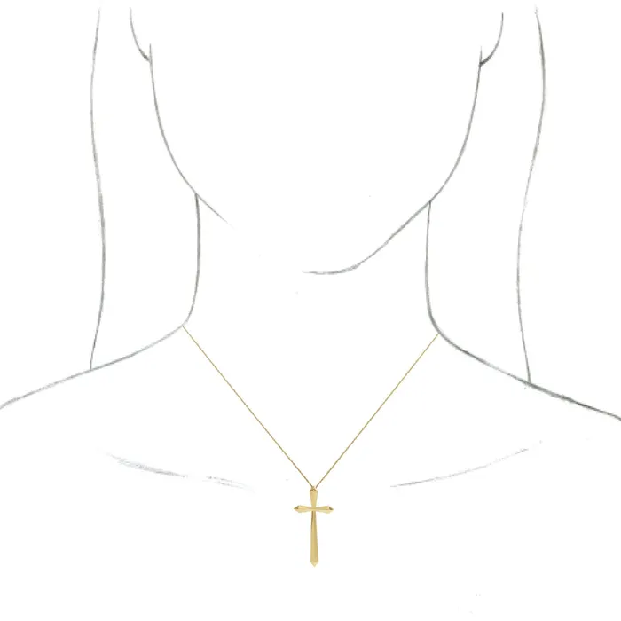 TreasureFineJewelers Necklaces 14K Yellow Gold 38x185 mm Elongated Cross 20 Necklace