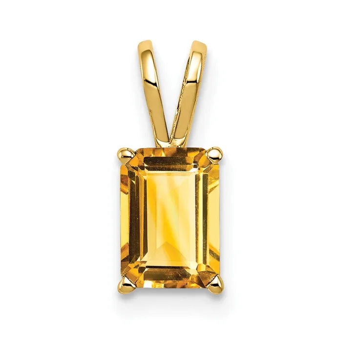 TreasureFineJewelers Necklaces 14k Yellow Gold 8x6mm Emerald Cut Citrine pendant TreasureFineJewelers Necklaces 14k Yellow Gold 8x6mm Emerald Cut Citrine pendant