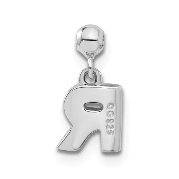 TreasureFineJewelers Necklaces Memento Sterling Silver Letter R Dangle Initial Charm