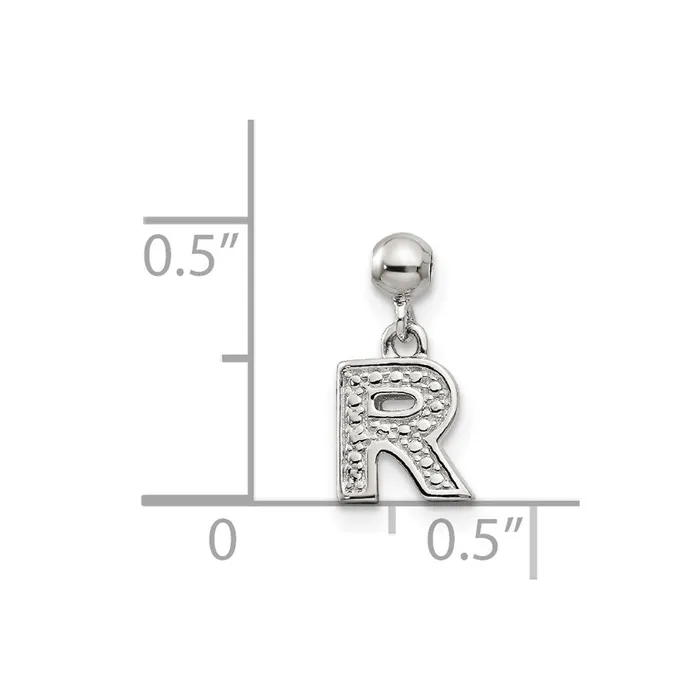 TreasureFineJewelers Necklaces Memento Sterling Silver Letter R Dangle Initial Charm