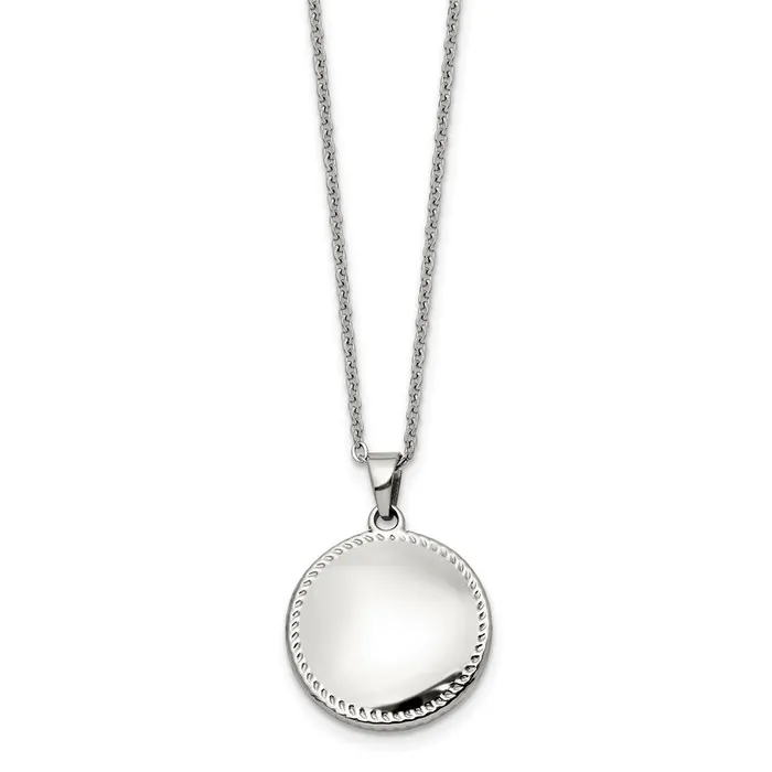 TreasureFineJewelers Necklaces Stainless Steel Polished Puffed Disc 18in Necklace TreasureFineJewelers Necklaces Stainless Steel Polished Puffed Disc 18in Necklace