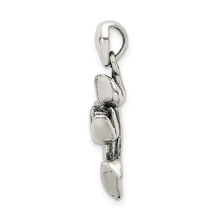 TreasureFineJewelers Necklaces Sterling Silver Antiqued Tulip Pendant