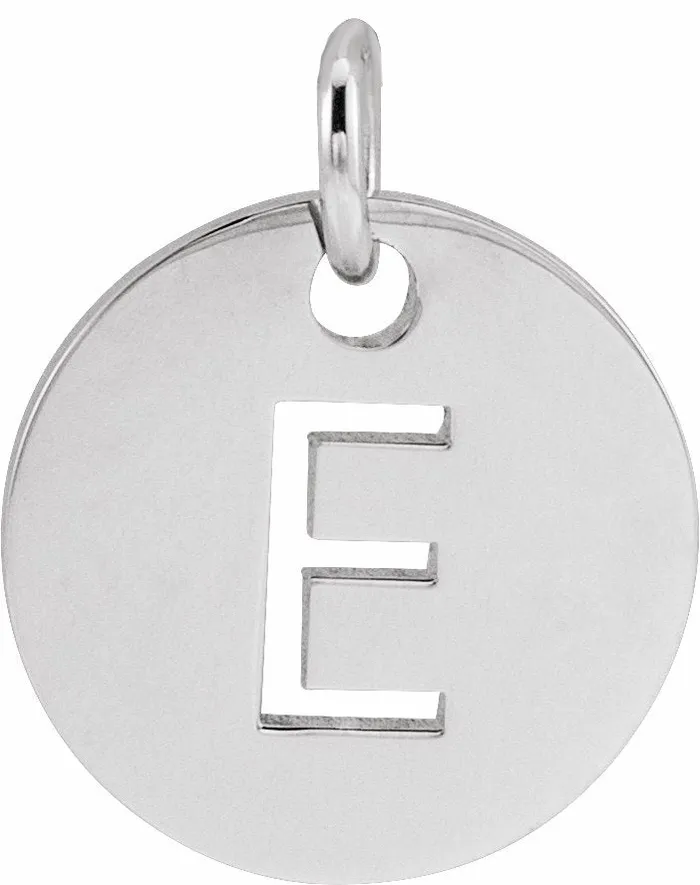 TreasureFineJewelers Necklaces Sterling Silver Initial E 10 mm Disc Pendant TreasureFineJewelers Necklaces Sterling Silver Initial E 10 mm Disc Pendant