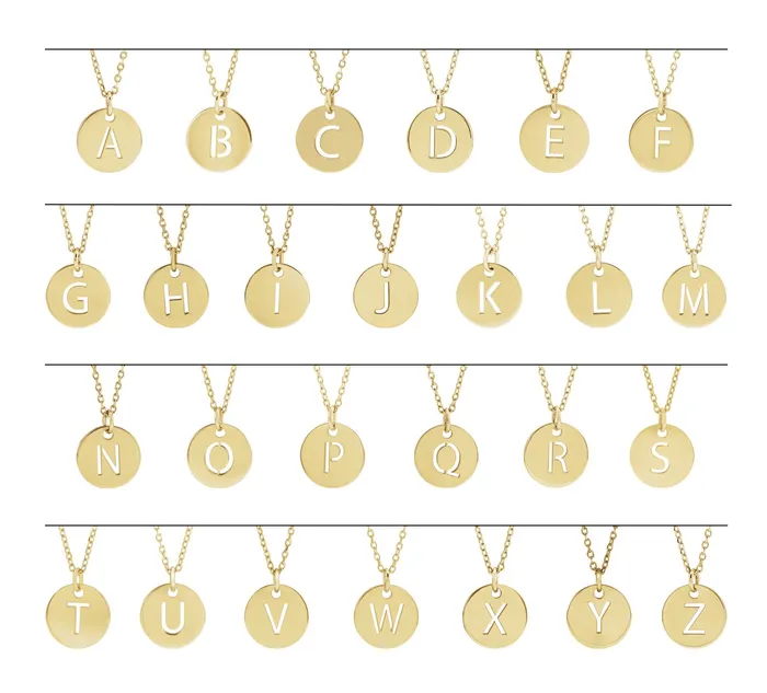 TreasureFineJewelers Necklaces Sterling Silver Initial E 10 mm Disc Pendant